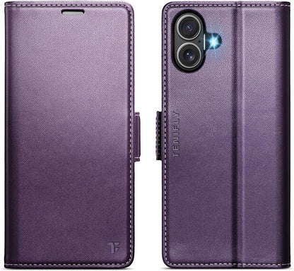 For Iphone 17 Case Wallet with RFID Blocking Card Holder, PU Leather Kickstand P