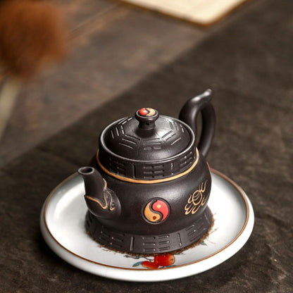 14CM Yixing Handmade Purple Clay Pot Tai Chi Bagua Pot Tea Set