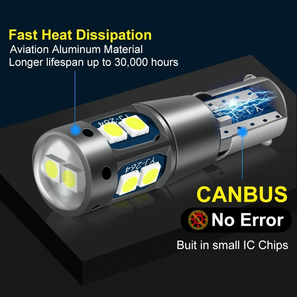 1pc LED Bulb BA9S BAX9S BAY9S H21W BAY9S H6W T4W T11 10SMD 3030 Chips Canbus Car