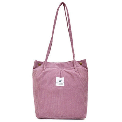 Women Corduroy Shoulder Bag Reusable Shopping Bag Casual Tote Handbag 28*11*32CM