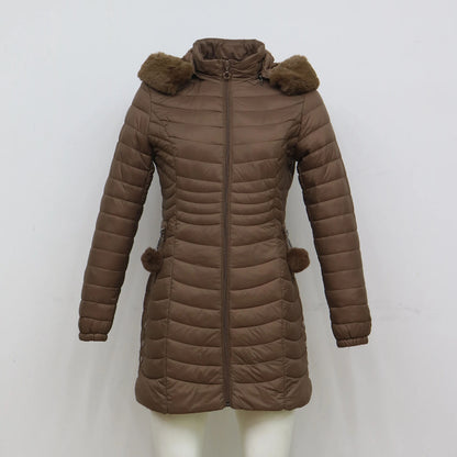 Women Winter Long Puffer Jacket Coat Outwear Clothes Plus Velvet With Fur