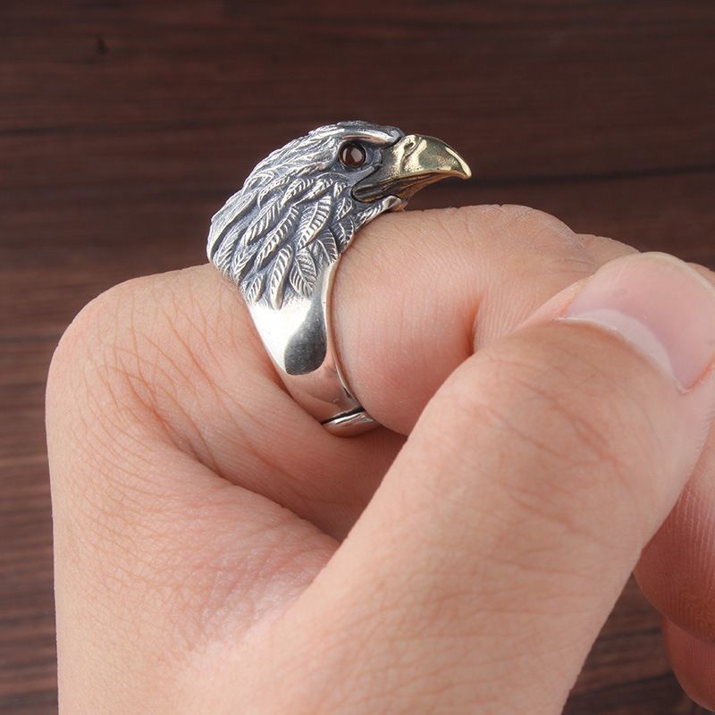 Vintage Eagle Ring Adjustable Open Finger Ring Retro Hawk Jewelry
