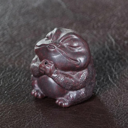 Purple Clay Toad Tea Pet 6cm 2.4in Exquisite Desktop Decor Mini Statue