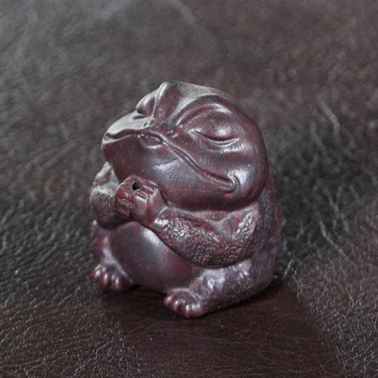 Purple Clay Toad Tea Pet 6cm 2.4in Exquisite Desktop Decor Mini Statue
