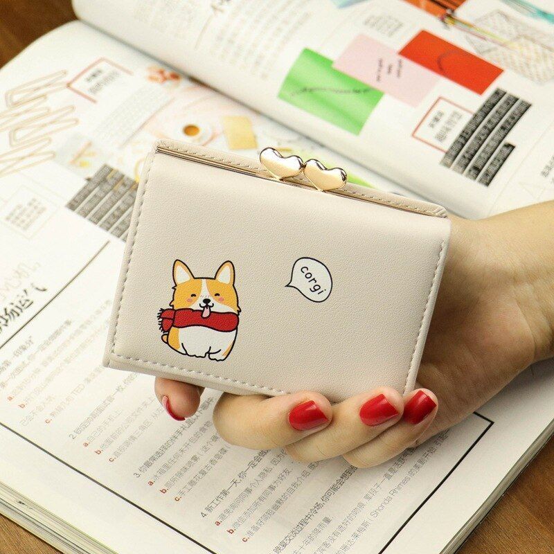 Women Wallet Small Cute Bag Short Leather Purse Clutch Polyester 3*8.5*10.5 CM