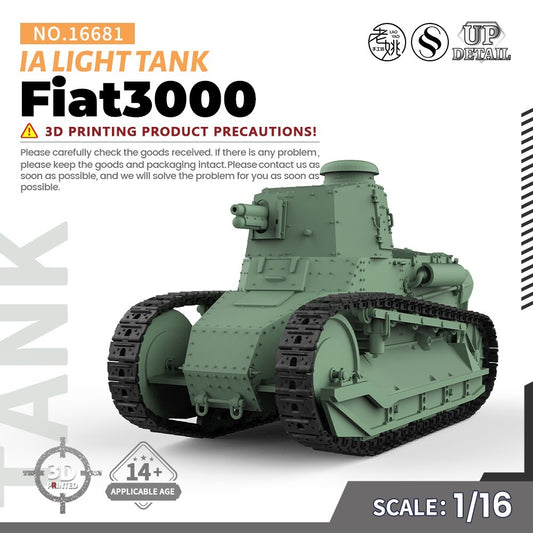SSMODEL WOT SS16681 V1.9 1/16 Military Model Kit Italy Fiat3000 Light Tank