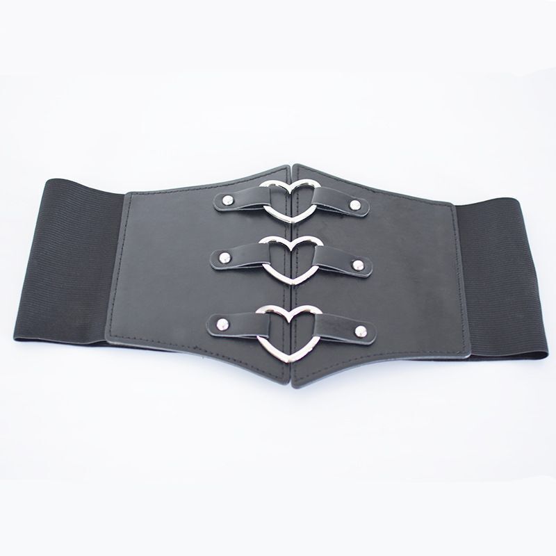 Women Belts PU Leather Fashion Gothic Elastic Wide Corset Sexy Black Cummerbunds