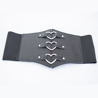 Women Belts PU Leather Fashion Gothic Elastic Wide Corset Sexy Black Cummerbunds
