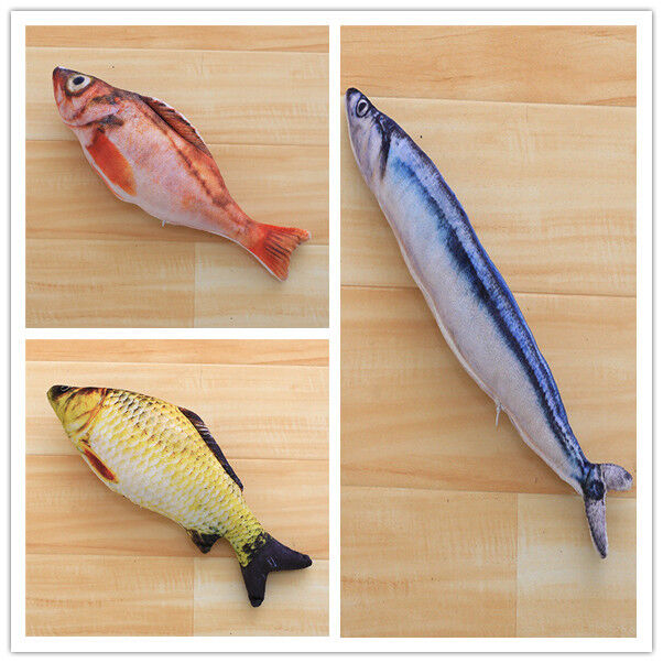 Fish Shape Pet Cat Chew Toy with Catnip Teaser Stuffed Kitten Pillow Scratching
