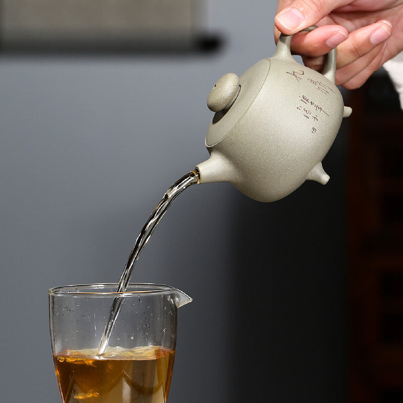 Chinese Yixing Tea Pot Handmade Purple Clay Teapot Ore Green
