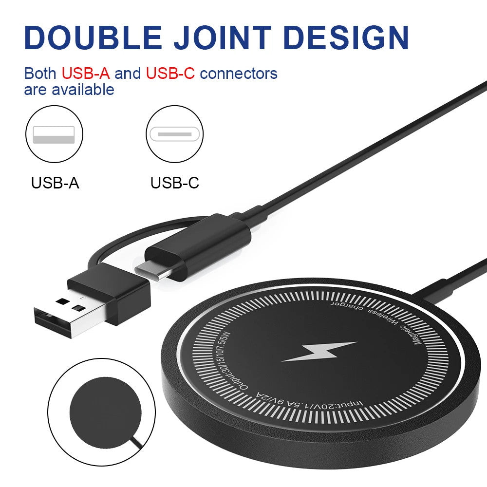 15W Magnetic Fast Wireless Charger Pad For SamsungS24 Ultra iPhone 16 14 Pro LOT