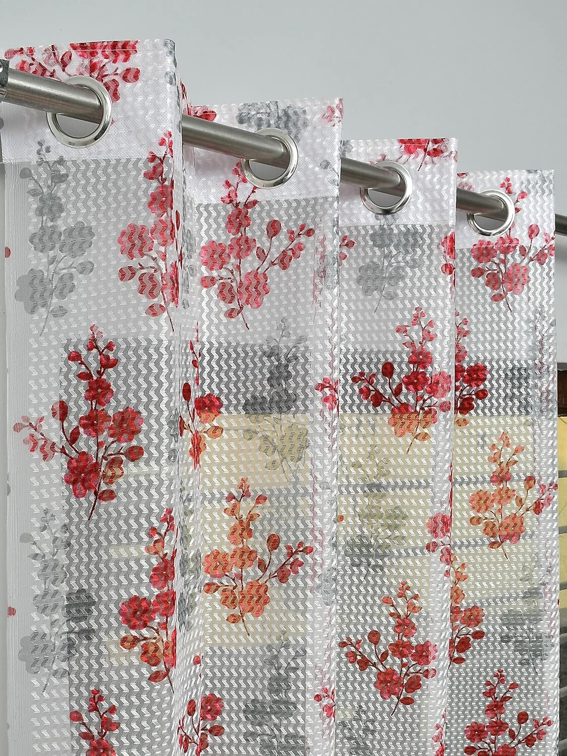 New 4 Pieces Eyelet Window Curtain Set 5 Feet Maroon