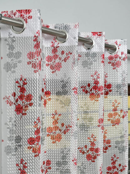 New 4 Pieces Eyelet Window Curtain Set 5 Feet Maroon