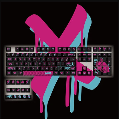New Game League of Legends Jinx Theme Keycaps for Mechanical Keyboard 108 Keys