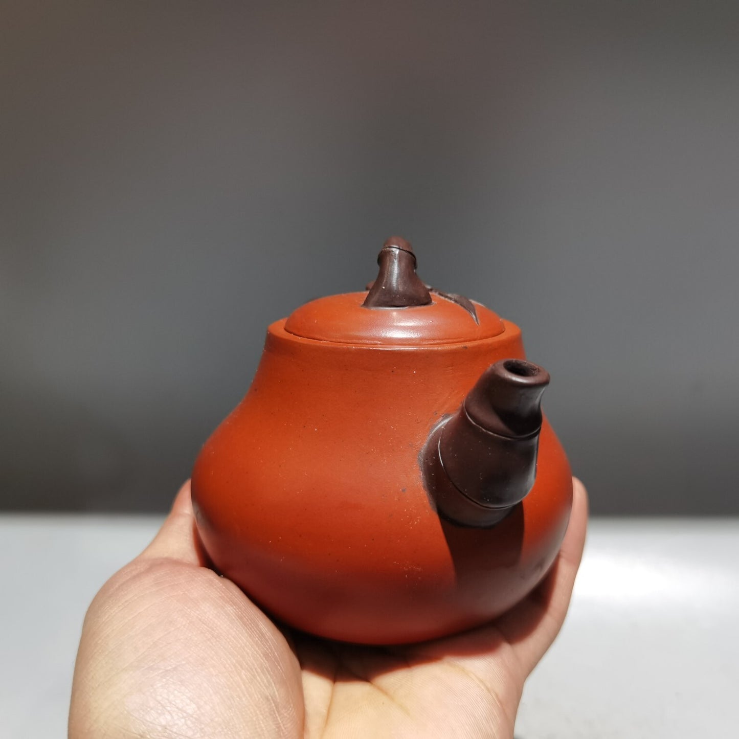 5.5" Yixing Zisha Pottery Red Clay 260CC Hand Made Bamboo Folia Bambosae Teapot