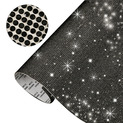 Black DIY Rhinestone Sticker Sheet Self Adhesive Bling Crystal Decal Car Decor