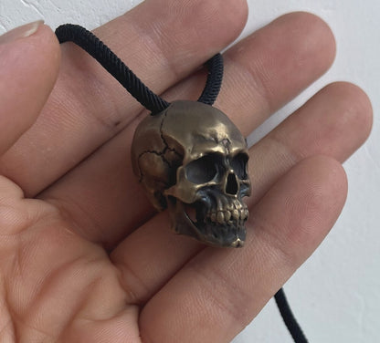 Brass Skull Head Statue Pendant Chain