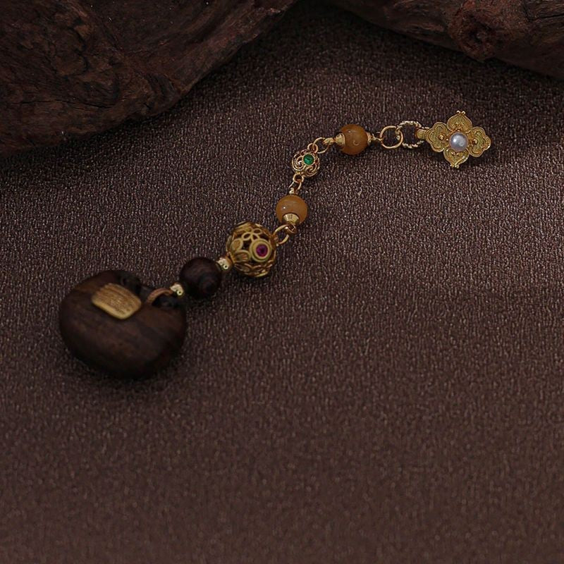 New Chinese Ebony Lapel Pin Cheongsam Skirt Tassel Pendant Brooch Accessory