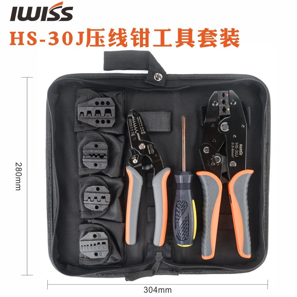 IWISS IWS-30J Crimping Tool Kit HS-30J Crimper FSA-0626 Stripper with Die Set