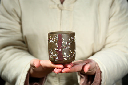 Wintersweet Relief Chinese Teacup True Yixing Zisha Purple Clay Marked Cup 200ml