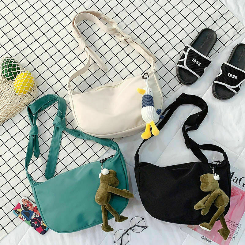 solid color canvas bag women's version student One Shoulder Messenger Bag