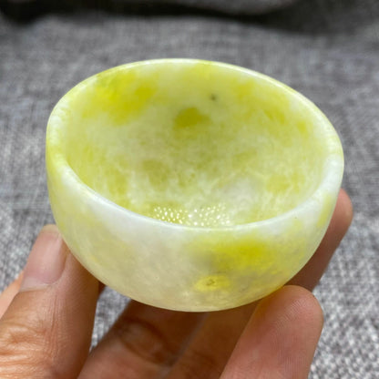 2 Pc Light Green Jade Carving Tea Set Classical Jade Teacup Gift Collection