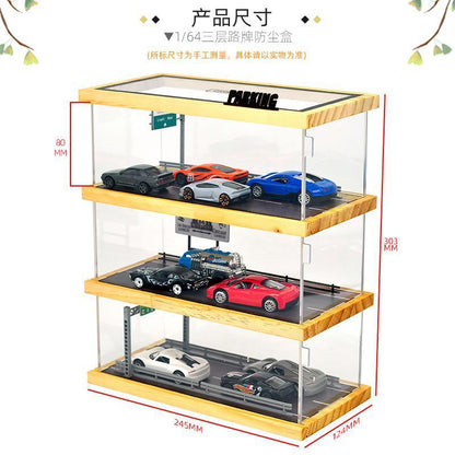 1:64 Scale Mini Car Model Parking Lot Show Case Dustproof Storage Box