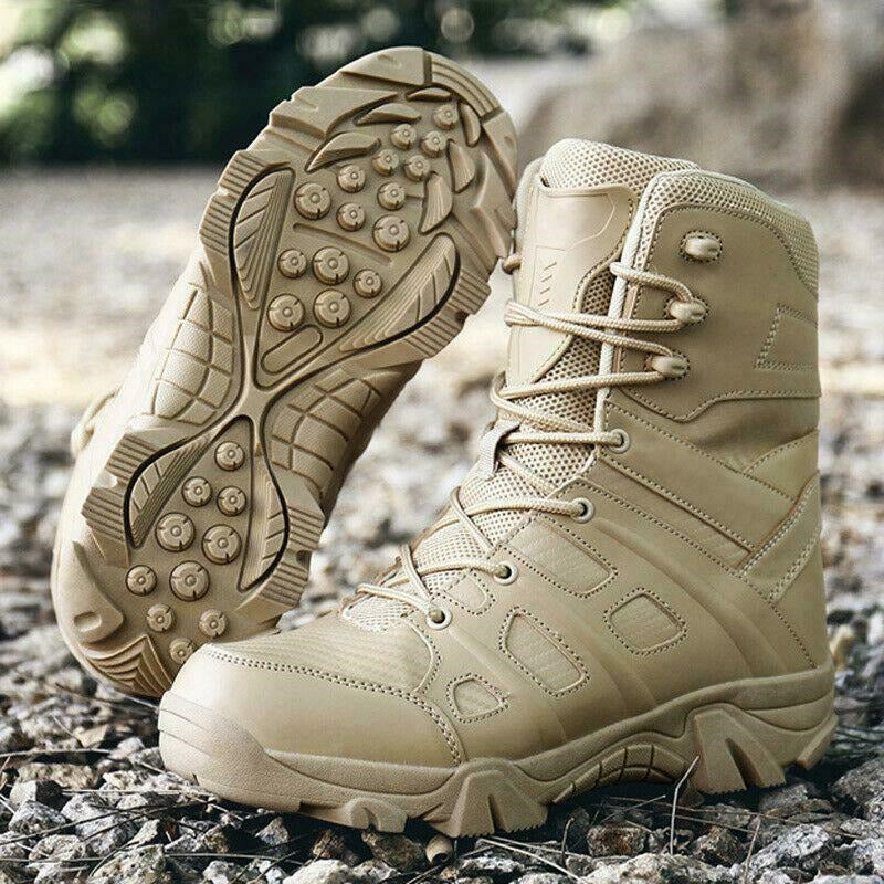 Men Military Outdoor Boots Non-Slip Tactical Leather Trainer Desert Combat Boots