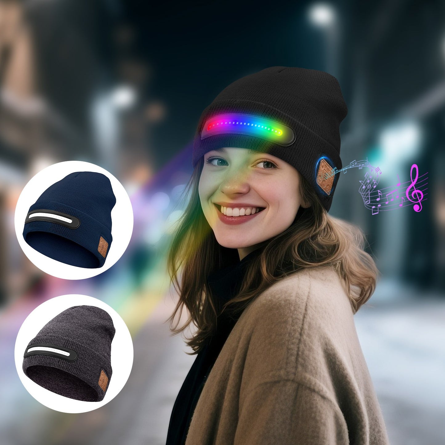 Night outdoor adventure lighting Bluetooth LED lamp cap and making phone calls
