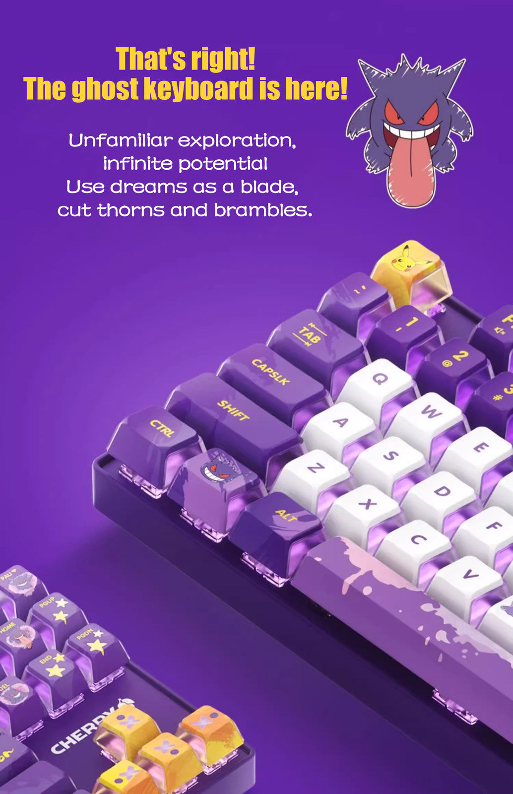 Cherry Pokémon Gengar MX8.2 XAGA Wireless MX2A Red Switch Mechanical Keyboard