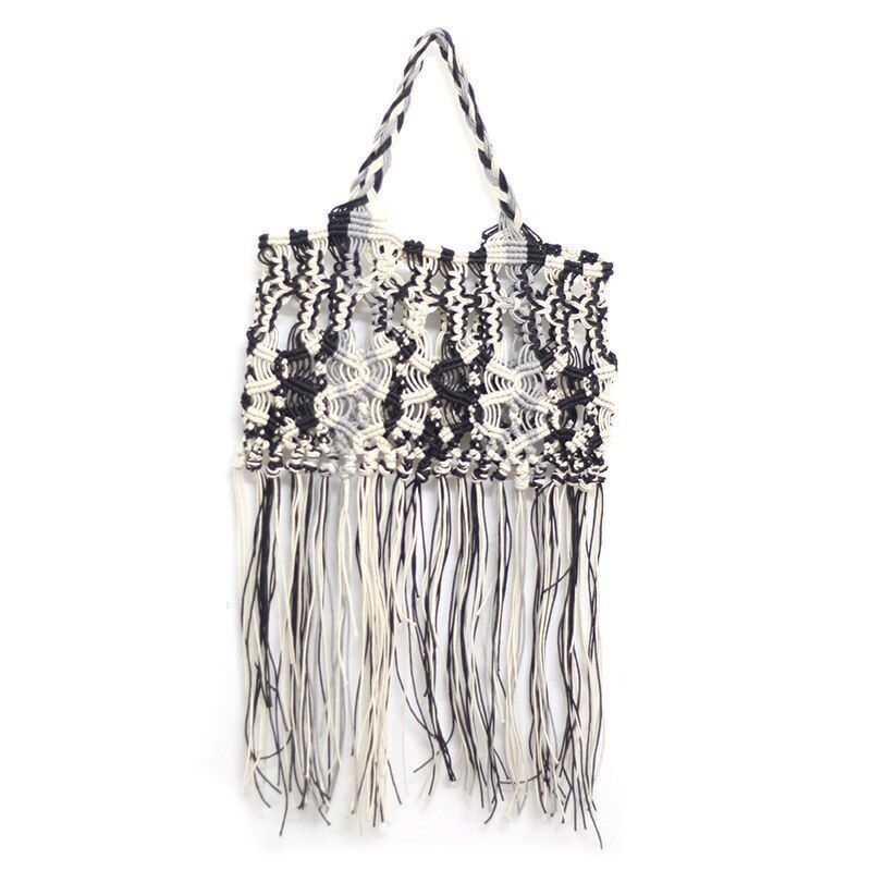 Large Hollow Rope Woven Handbags Summer Beach Shoulder Bag Casual Purse 31*16 CM