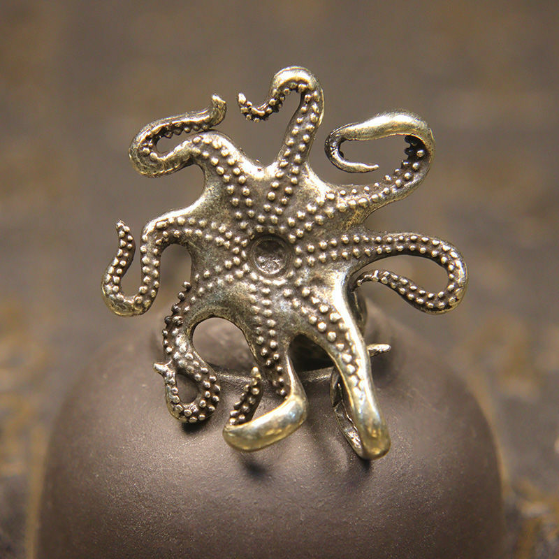 Handmade Pure Copper Octopus Handle Piece Tea Ceremony Animal Tea Pet