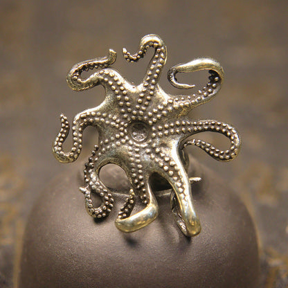Handmade Pure Copper Octopus Handle Piece Tea Ceremony Animal Tea Pet