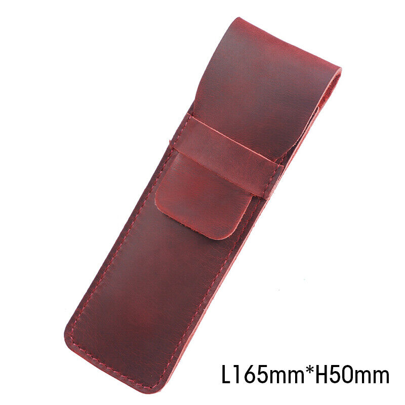 Retro Vintage Handmade Genuine Leather Pencil Bag Fountain Pen Case Pocket Pouch