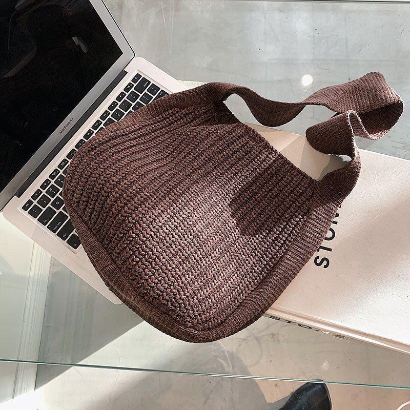 Shoulder Large Handbags Autumn Winter Knitting Shopping Handle Women Shopper Bag
