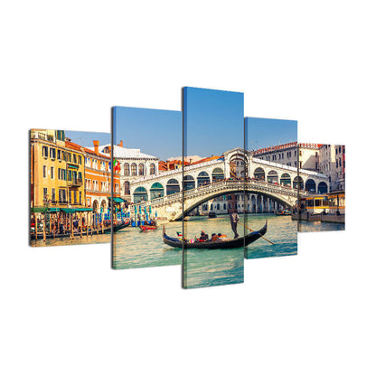 Water City Venice Bridge Canal Boat Canvas Print Painting Wall Art Home Decor 5P