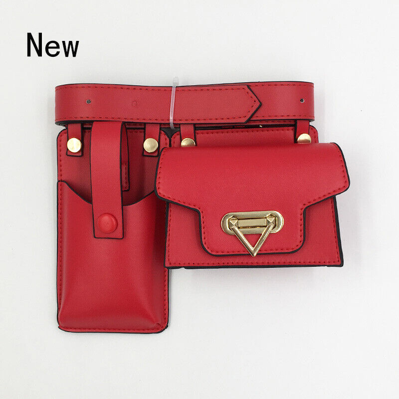 2 Piece Women's Belt Bag Waist Bags Female Leather Flap Crossbody Chest Bag