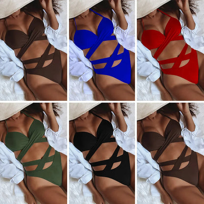 Womens High Waist Bandage Bikini Swimwear Push Up Swimsuit Cut Out Bathing suits