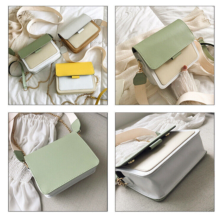 Fashion Simple Travel Handbag Female Contrast Color Leather Crossbody Bags Girls