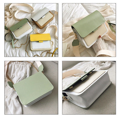 Fashion Simple Travel Handbag Female Contrast Color Leather Crossbody Bags Girls