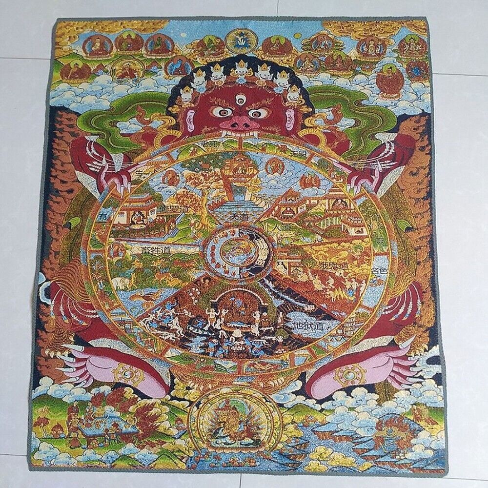 Buddhist Guardian Silk Painting Home Decoration