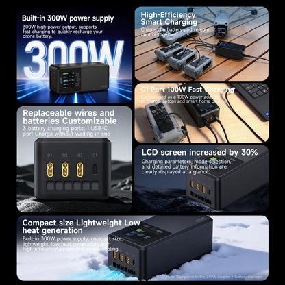 LKTOP 300W 3-Channel Charger for DJI Matrice 4D Batteries – Fast Charge
