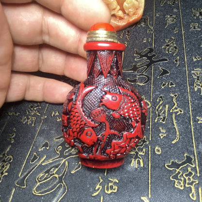 1pc Retro Chinese Hand Carved Snuff Bottle Home Decor