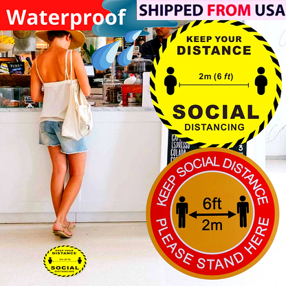 Calcomanía de vinilo para mantener la distancia social Sticker Impermeables