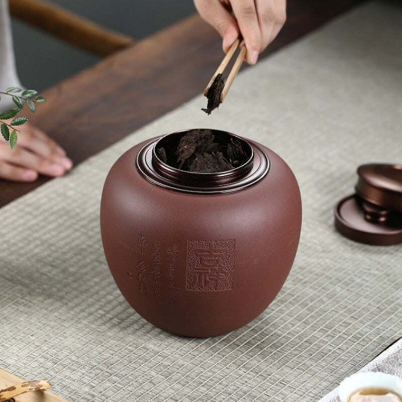 Sealed Tea Canister With Lid Chinese Yixing Zisha Purple Clay Awakening Tea Jar