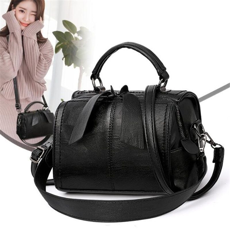 Leather Crossbody Bag Small Messenger Purse Handbag Black Brown Red 20*16*13 CM