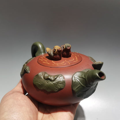 Chinese Yixing Zisha Clay Handmade Exquisite Kung Fu Tea Set Teapot 品名：鸳鸯壶 低款：蒋蓉