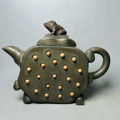 Vintage Chinese Yixing Purple Clay Teapot Zisha Ceremony Frog Lotus Teaware