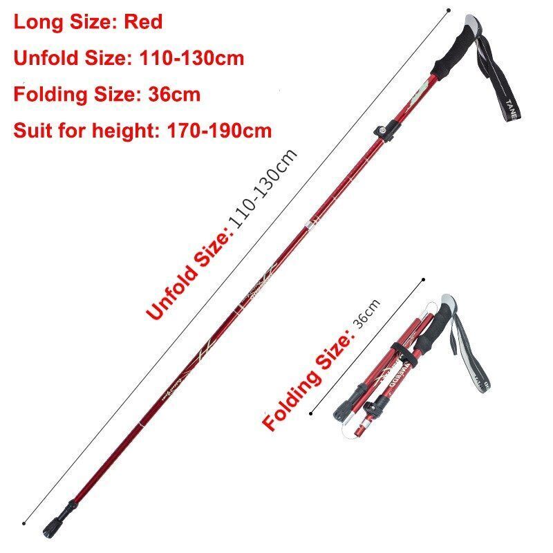 5-Section Folding Trekking Poles Nordic Walking Stick Hiking Telescopic Cane 1PC