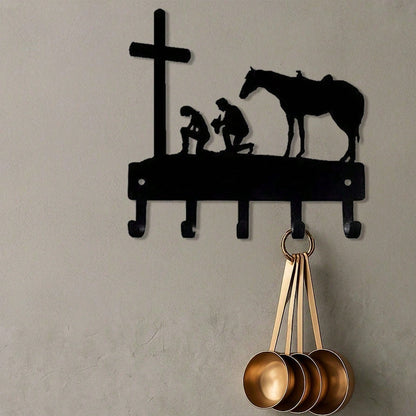 CIFbuy Wall Mounted Iron Hook Rustic Industrial Coat Key Organizer